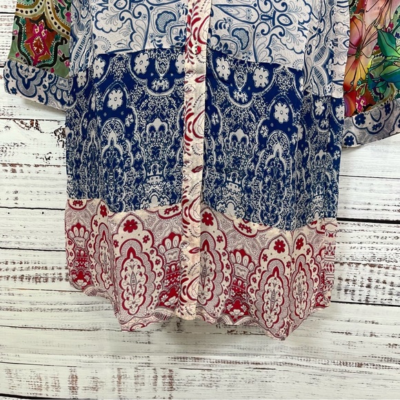 Johnny Was Multicolor Floral Button Long Sleeve Dress - Picture 4 of 14